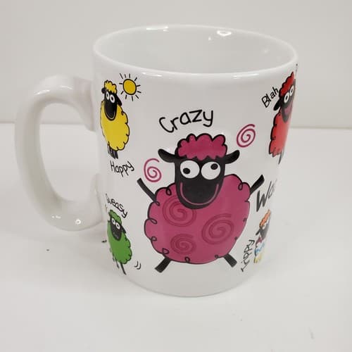 Wacky Woolies White Ceramic Porcelain Ireland Multicolor Raised Sheep Design Mug - Thumbnail 4