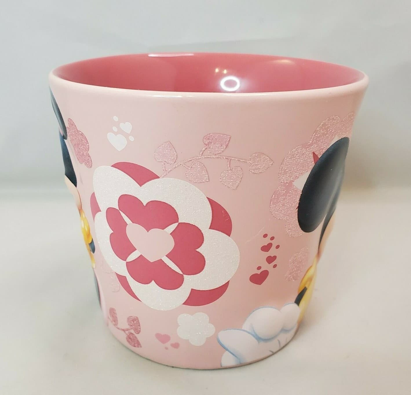 Disney Store Minnie Mouse 3-D Pink Mug Sparkle Hearts 14 OZ - Thumbnail 4
