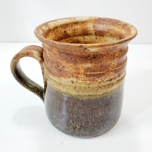 Vtg Artist Signed Hand Made Stoneware Pottery Applied Handle Coffee Tea Mug Cup - Thumbnail 4