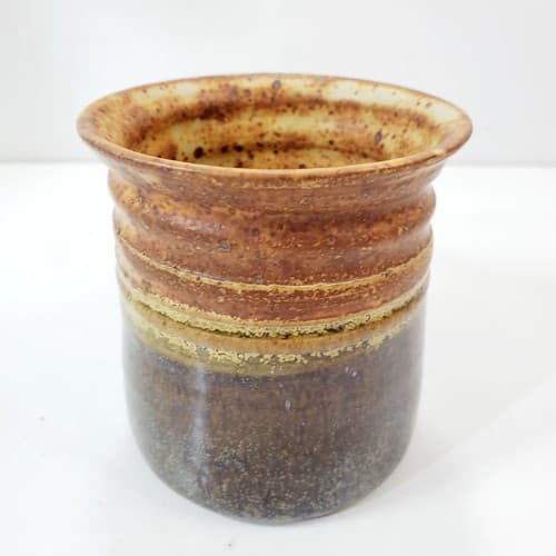 Vtg Artist Signed Hand Made Stoneware Pottery Applied Handle Coffee Tea Mug Cup - Thumbnail 3