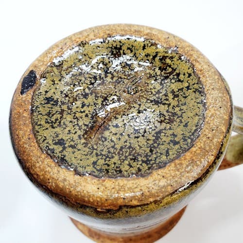 Vtg Artist Signed Hand Made Stoneware Pottery Applied Handle Coffee Tea Mug Cup - Thumbnail 6