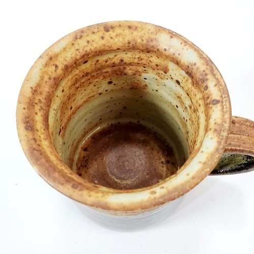Vtg Artist Signed Hand Made Stoneware Pottery Applied Handle Coffee Tea Mug Cup - Thumbnail 2