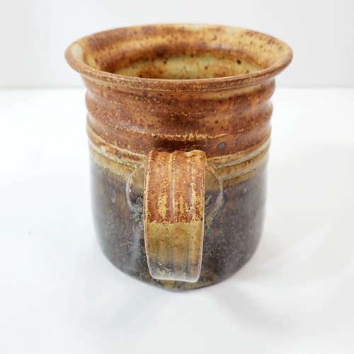 Vtg Artist Signed Hand Made Stoneware Pottery Applied Handle Coffee Tea Mug Cup - Thumbnail 5