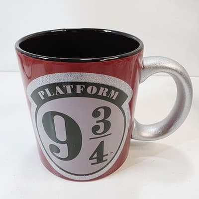 Harry Potter Hogwarts Express Platform 9 3/4 Ceramic Coffee Mug Silver Sparkle