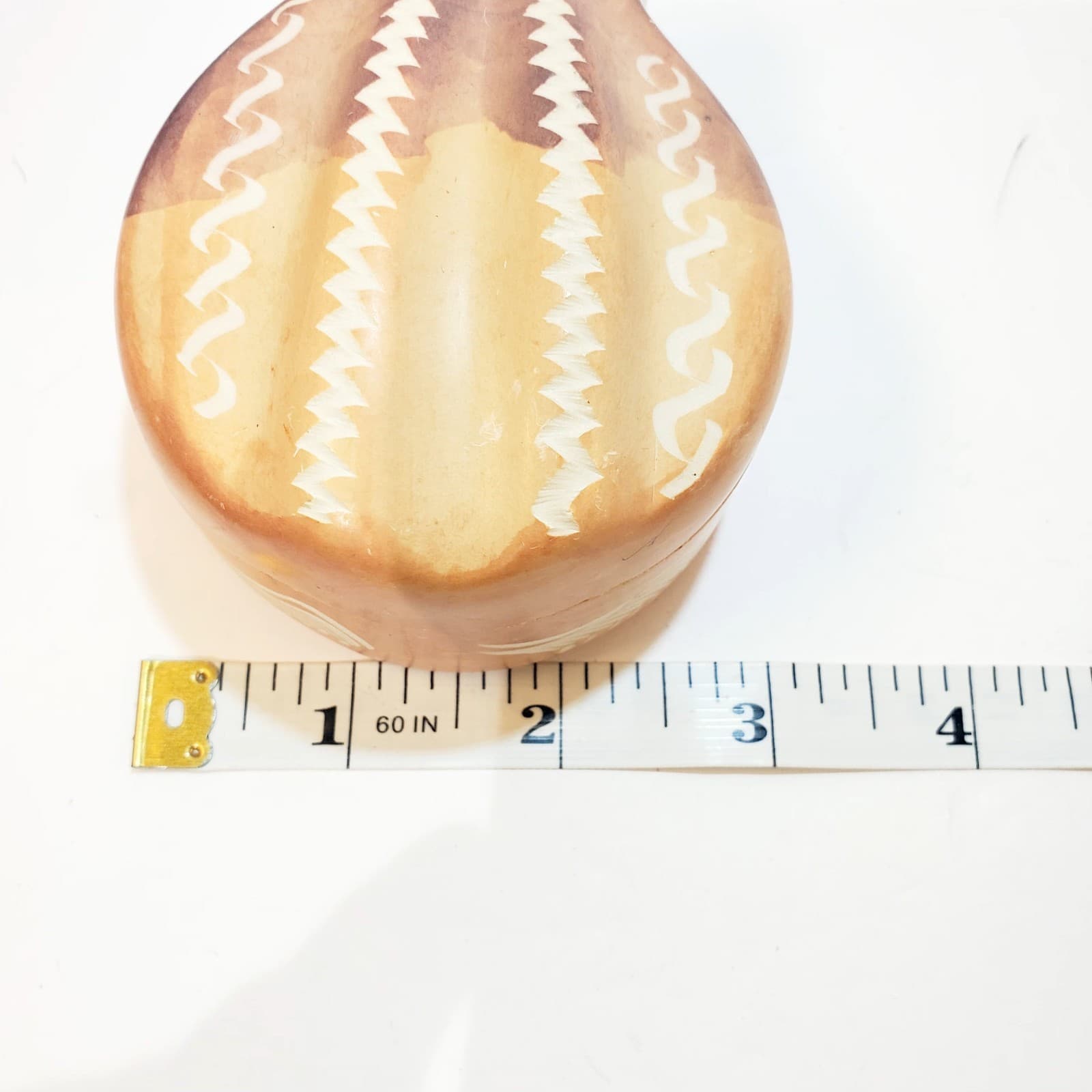 Handcarved African Soapstone Trinket Box Etched Outer Shell Shaped Kenya 4" - Thumbnail 12