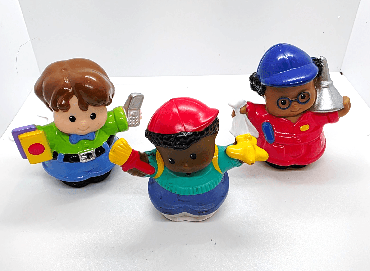 Mattel Fisher Price Little People Figures Lot of 3 PVC Gas Station, Boy
