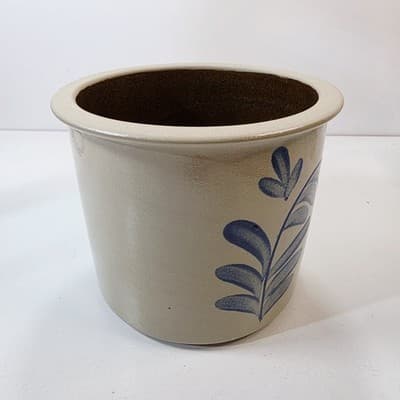 Beaumont Brothers Pottery BBP Crock Planter Pot Floral Leaf Design Salt Glazed - Thumbnail 5
