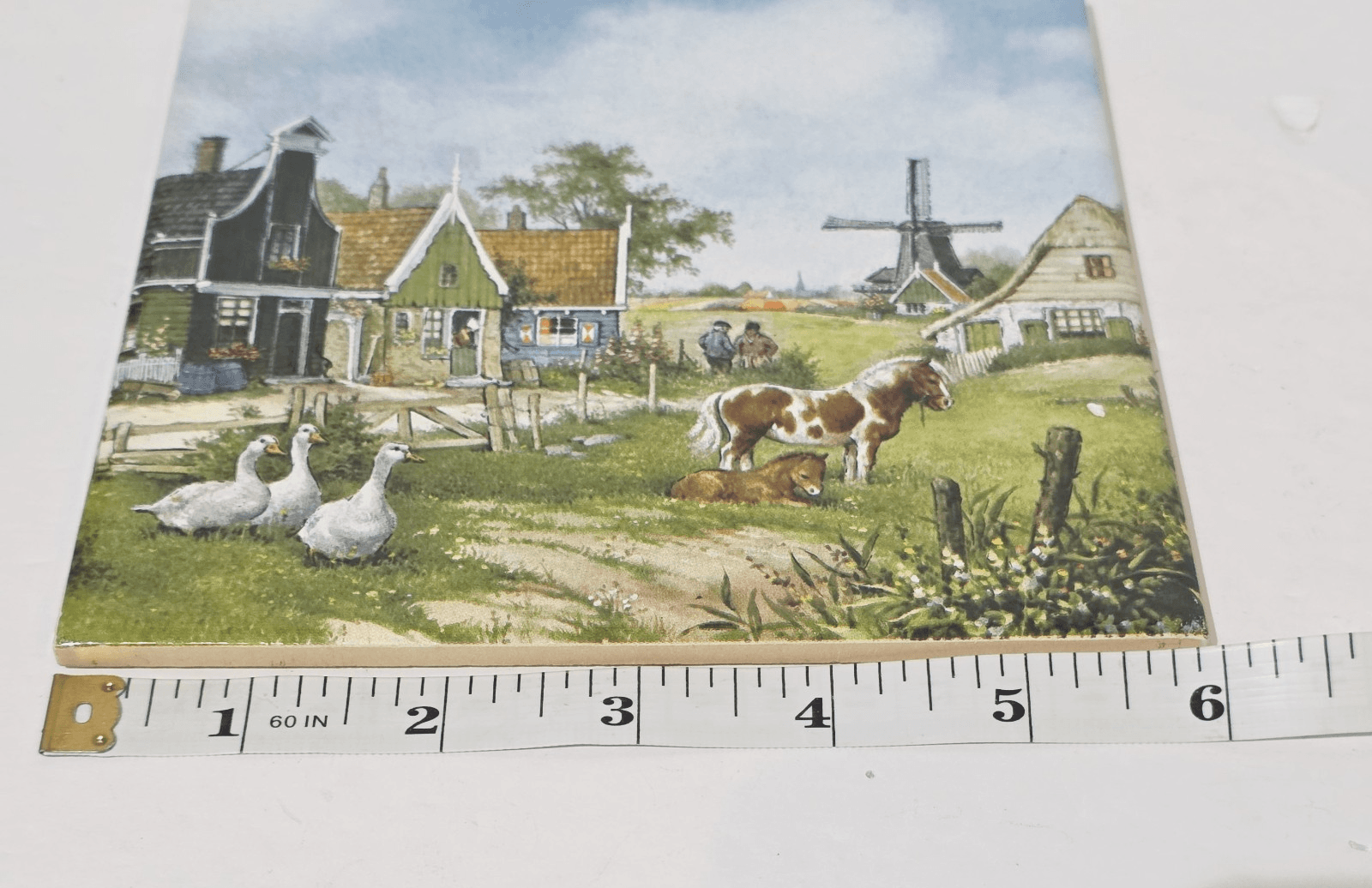 Vintage Ceramic Art Tile Farm Windmill Sogut Seramik Made in TURKEY 6" X 6" - Thumbnail 11