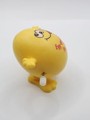 Vintage Russ Crazy Eyes Wind Up Easter Egg Toy Yellow Works SEE VIDEO - Thumbnail 2