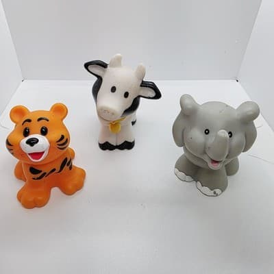 Lot of 7 Fisher Price Little People Zoo & Farm Animals Lion Cow Pig Tiger Sheep - Thumbnail 3