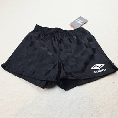 Umbro Youth NWT Shiny Caviar Black Check Soccer Shorts Sz XXX Small