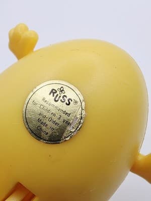 Vintage Russ Crazy Eyes Wind Up Easter Egg Toy Yellow Works SEE VIDEO - Thumbnail 6
