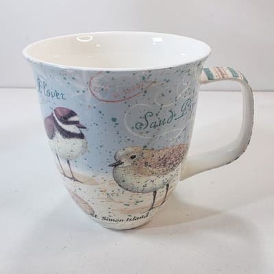 Cape Shore Harbor Coffee Tea Mug Birds St Simon Maine Beach Seaside Souvenir