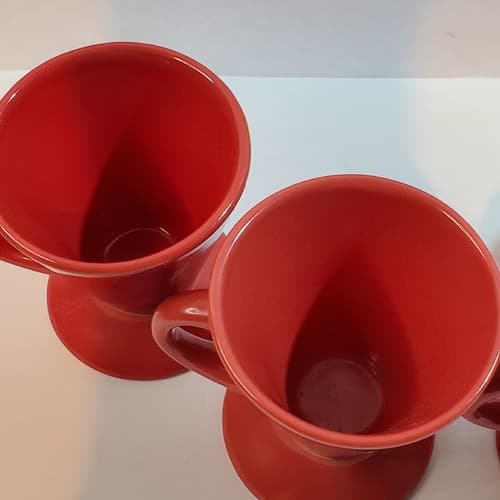 Set of 4 Cone Shaped Espresso Mugs Abstract Expressionism 3" Red Purple Orange - Thumbnail 6