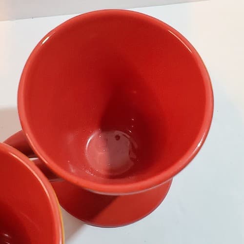 Set of 4 Cone Shaped Espresso Mugs Abstract Expressionism 3" Red Purple Orange - Thumbnail 5