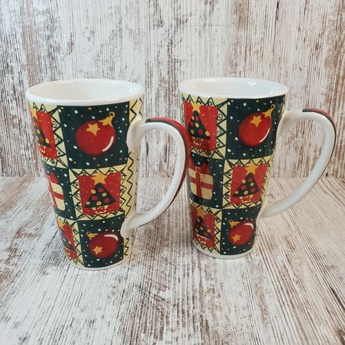 WCL Large Tall Coffee Tea Cocoa Mugs Cups Christmas Design Holiday Collectible 2