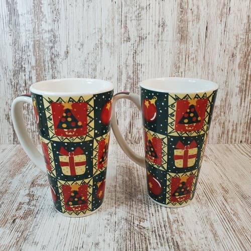WCL Large Tall Coffee Tea Cocoa Mugs Cups Christmas Design Holiday Collectible 2 - Thumbnail 3