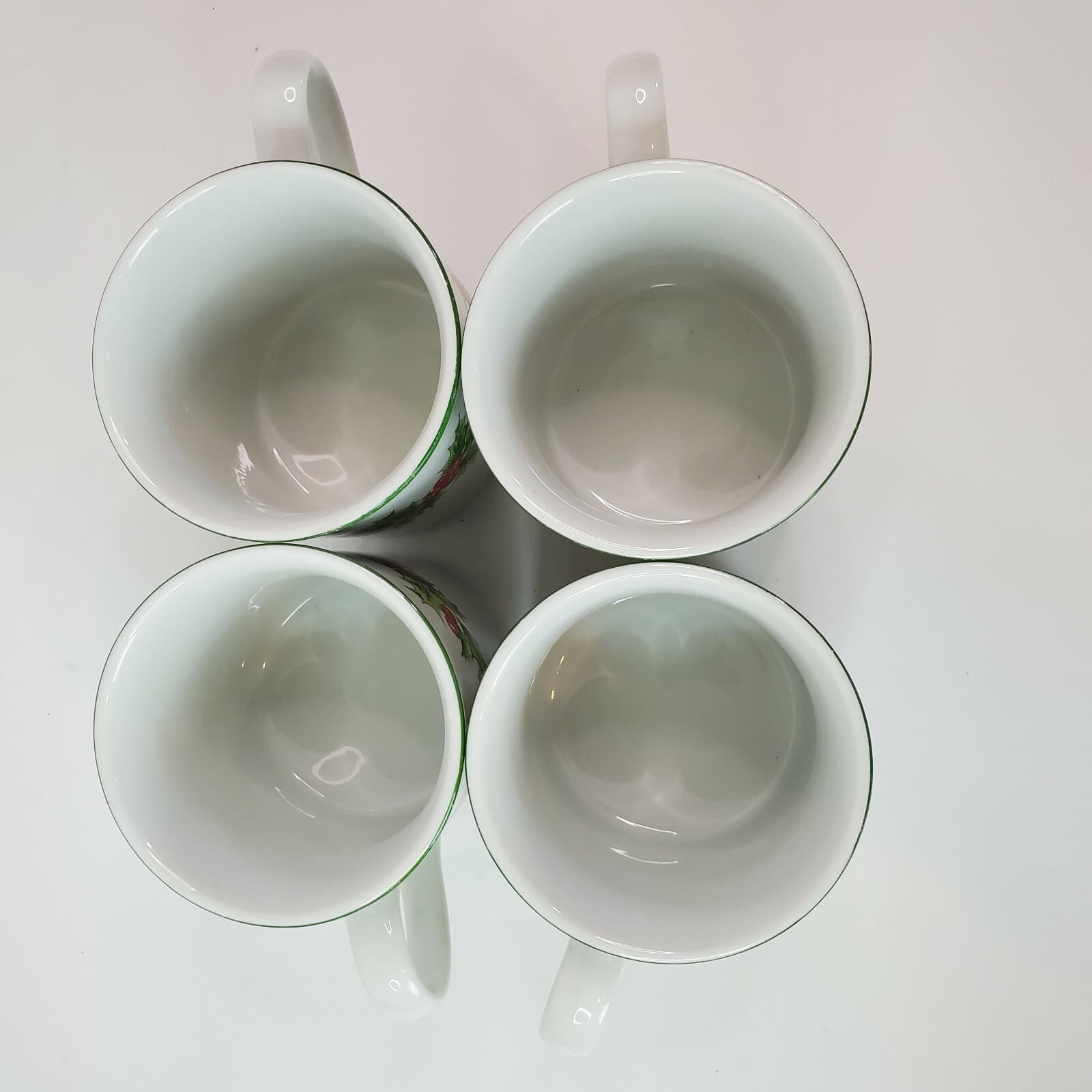Schmidt Porcelana Brasil Holly Christmas Collectible Coffee Tea Cup Mugs Set 4 - Thumbnail 3