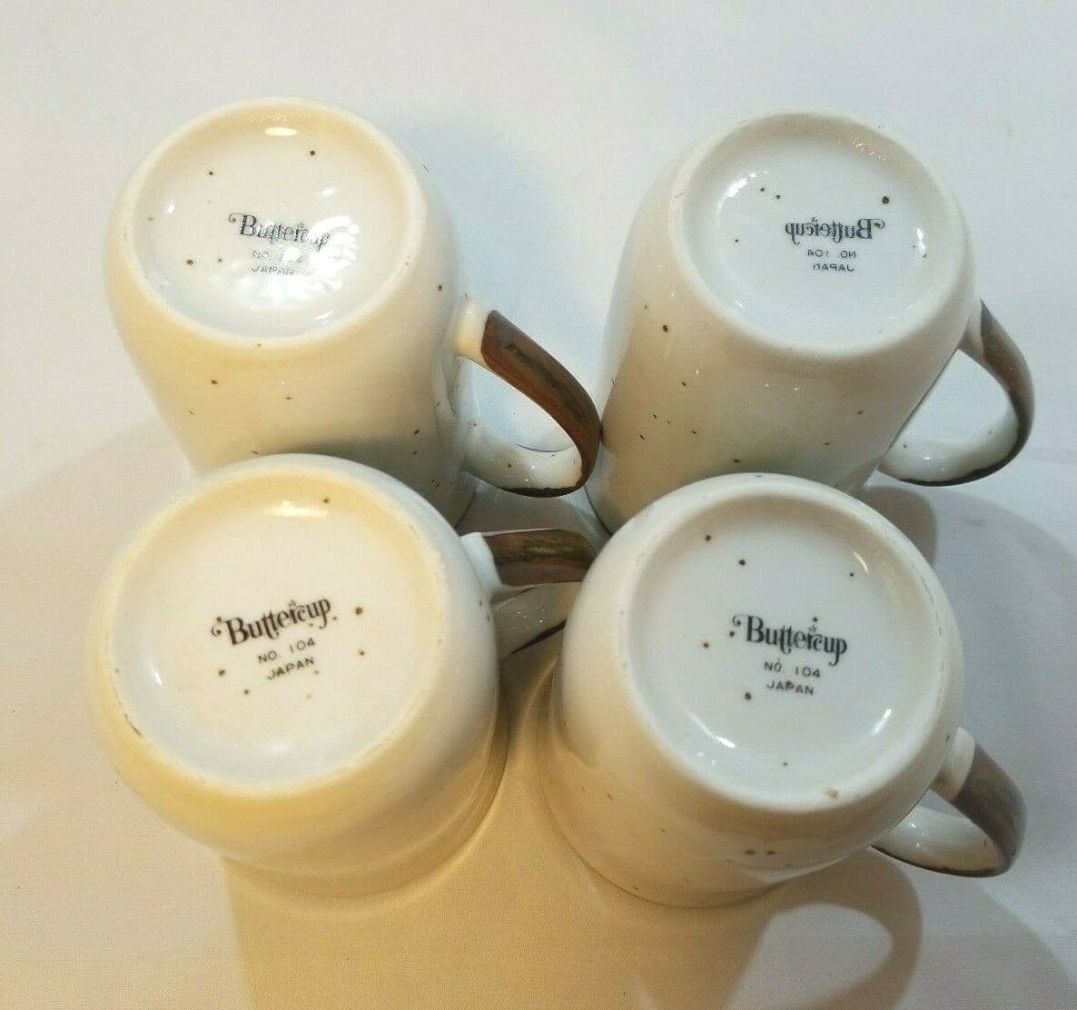 Buttercup Flower Japanese Stoneware Mugs Brown Speckled NO. 104 Japan Set of 4 - Thumbnail 6