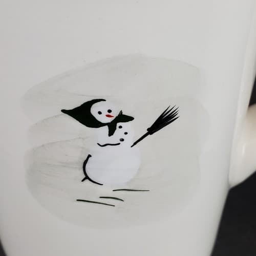 Williams Sonoma Simplistic Snowman 10 oz Mugs Coffee Tea Cocoa Set of 2 Holiday - Thumbnail 2