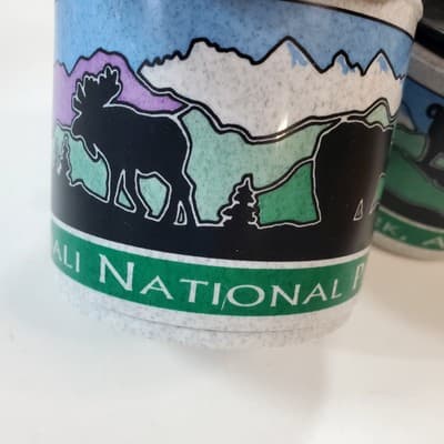 2 Vtg Travel Denali Ntl Park Alaska 8 oz Travel Coffee Mug Cup & Lid Whirley USA - Thumbnail 5