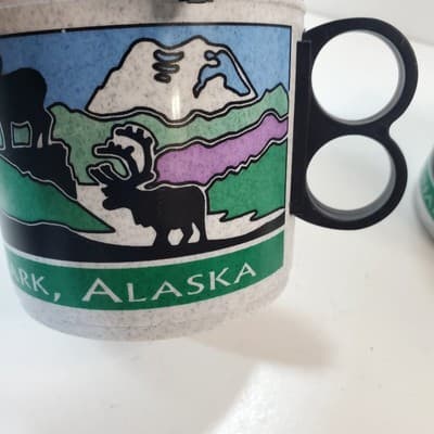 2 Vtg Travel Denali Ntl Park Alaska 8 oz Travel Coffee Mug Cup & Lid Whirley USA - Thumbnail 6