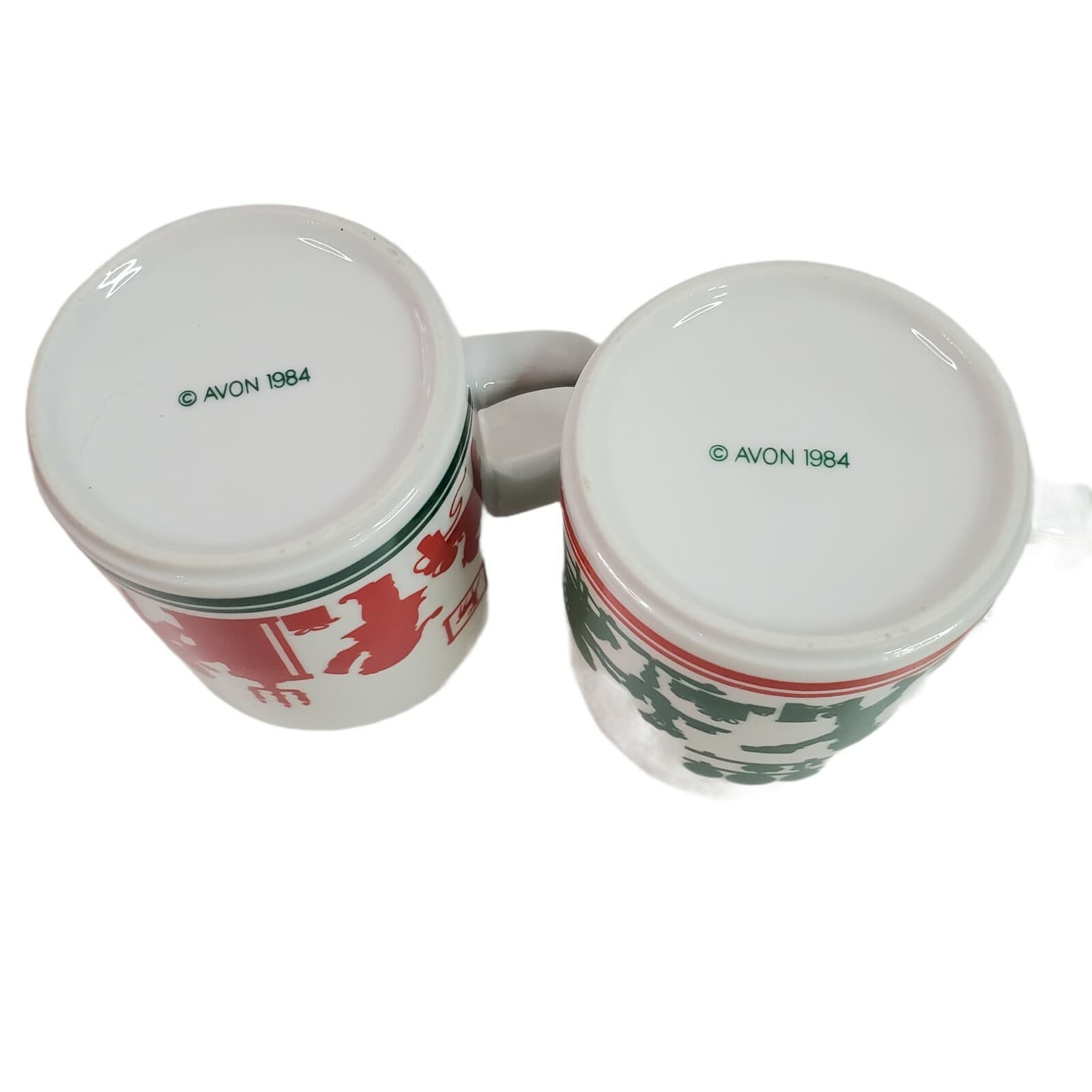 Vintage Avon Santa's Family Christmas Coffee Mugs Cups 1984 Holiday Set of 2 - Thumbnail 4