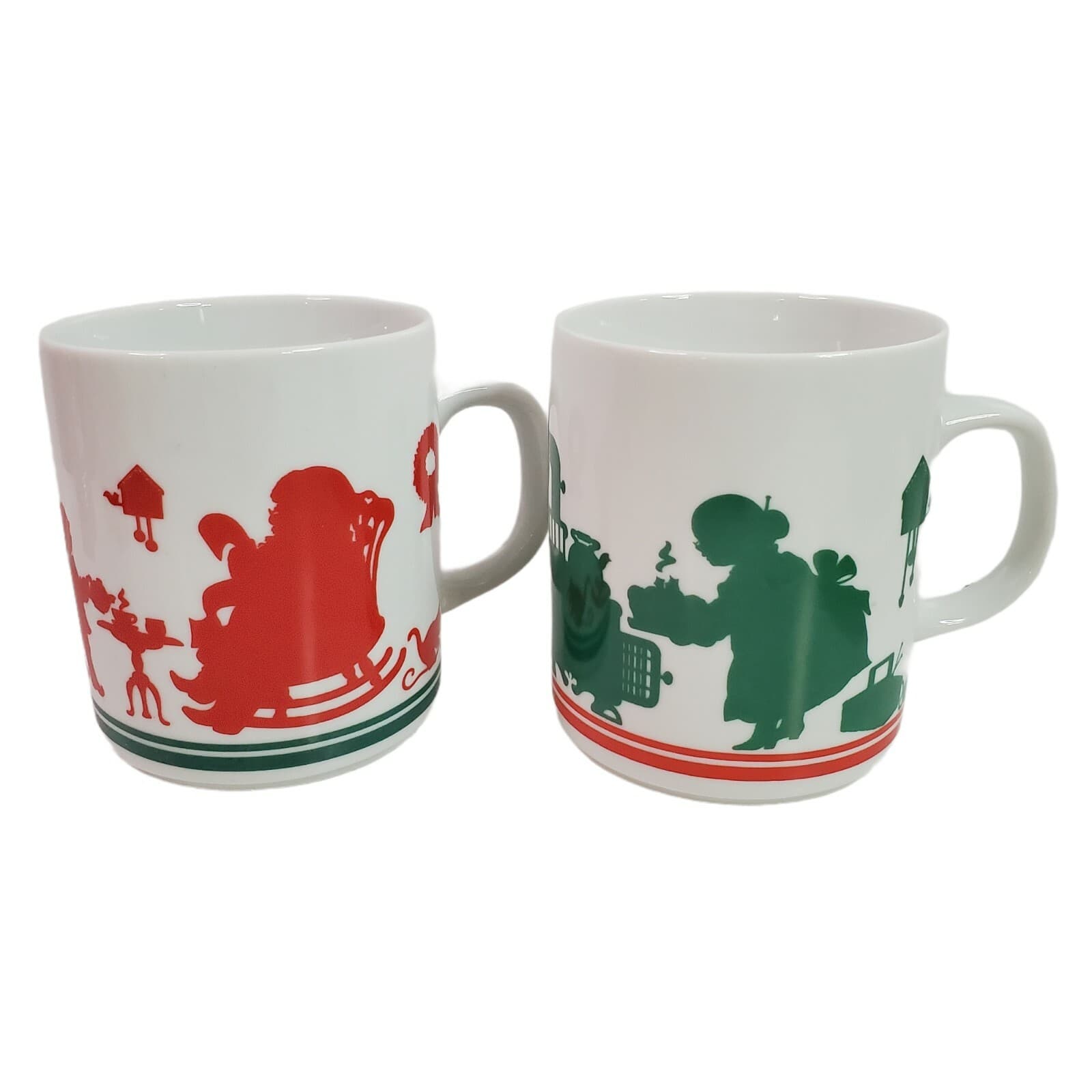 Vintage Avon Santa's Family Christmas Coffee Mugs Cups 1984 Holiday Set of 2 - Thumbnail 2