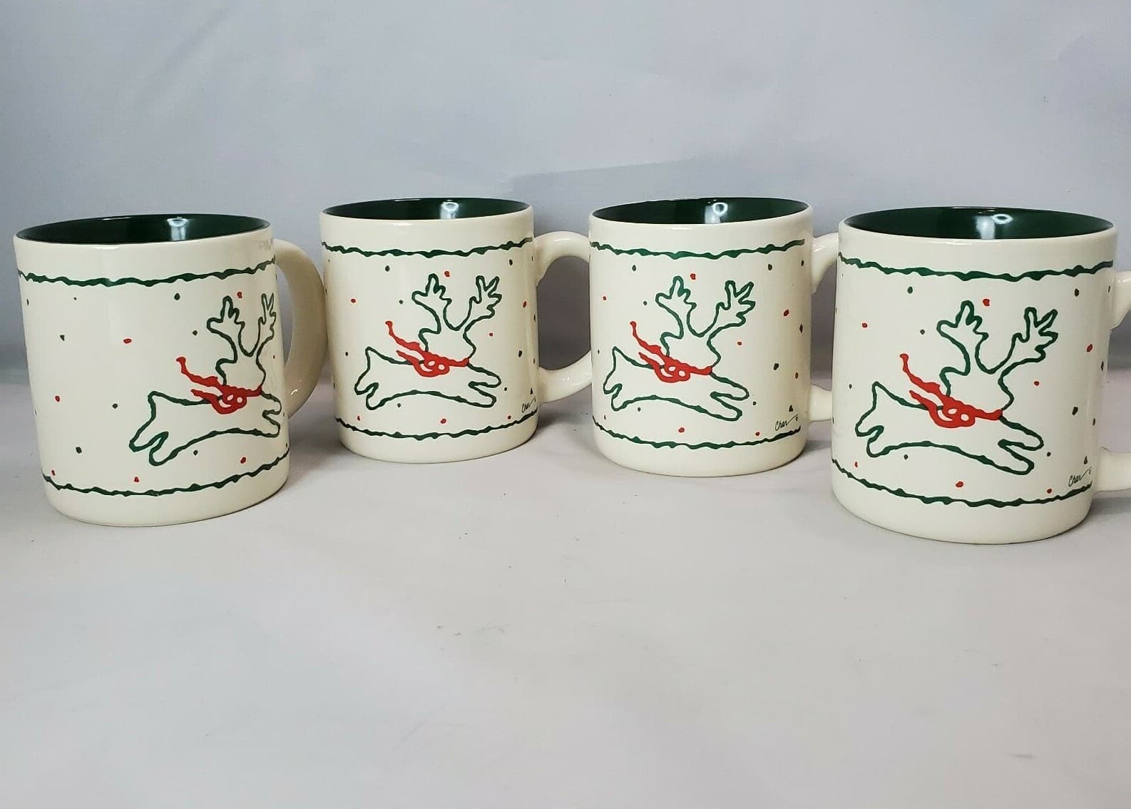 4 K.I.C. Earthenware Christmas Reindeer Tis the Season Coffee Mug Made in Korea - Thumbnail 2