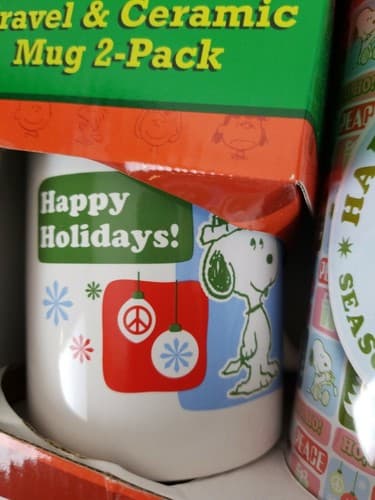 PEANUTS Snoopy Christmas Travel & Ceramic Mug 2-pack Boxed Set Holidays NEW GIFT - Thumbnail 2