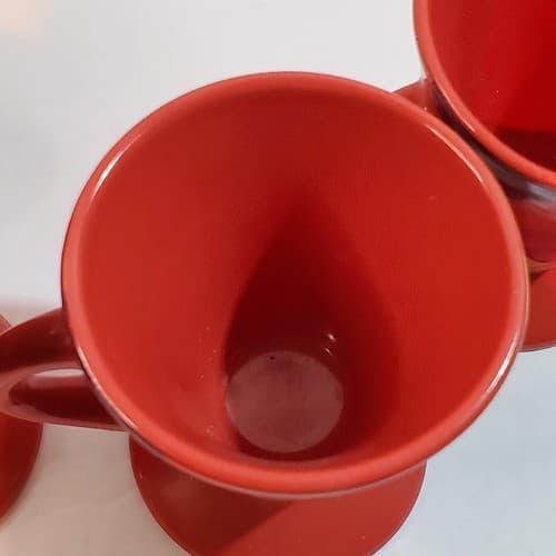 Set of 4 Cone Shaped Espresso Mugs Abstract Expressionism 3" Red Purple Orange - Thumbnail 4