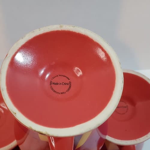 Set of 4 Cone Shaped Espresso Mugs Abstract Expressionism 3" Red Purple Orange - Thumbnail 8