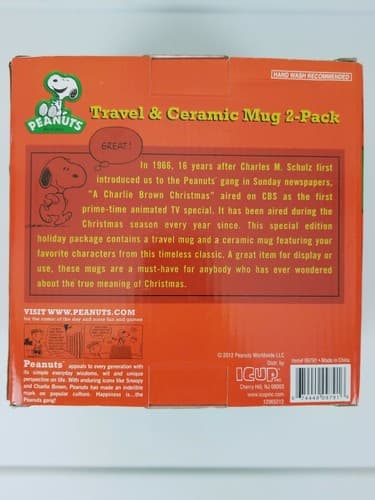 PEANUTS Snoopy Christmas Travel & Ceramic Mug 2-pack Boxed Set Holidays NEW GIFT - Thumbnail 6
