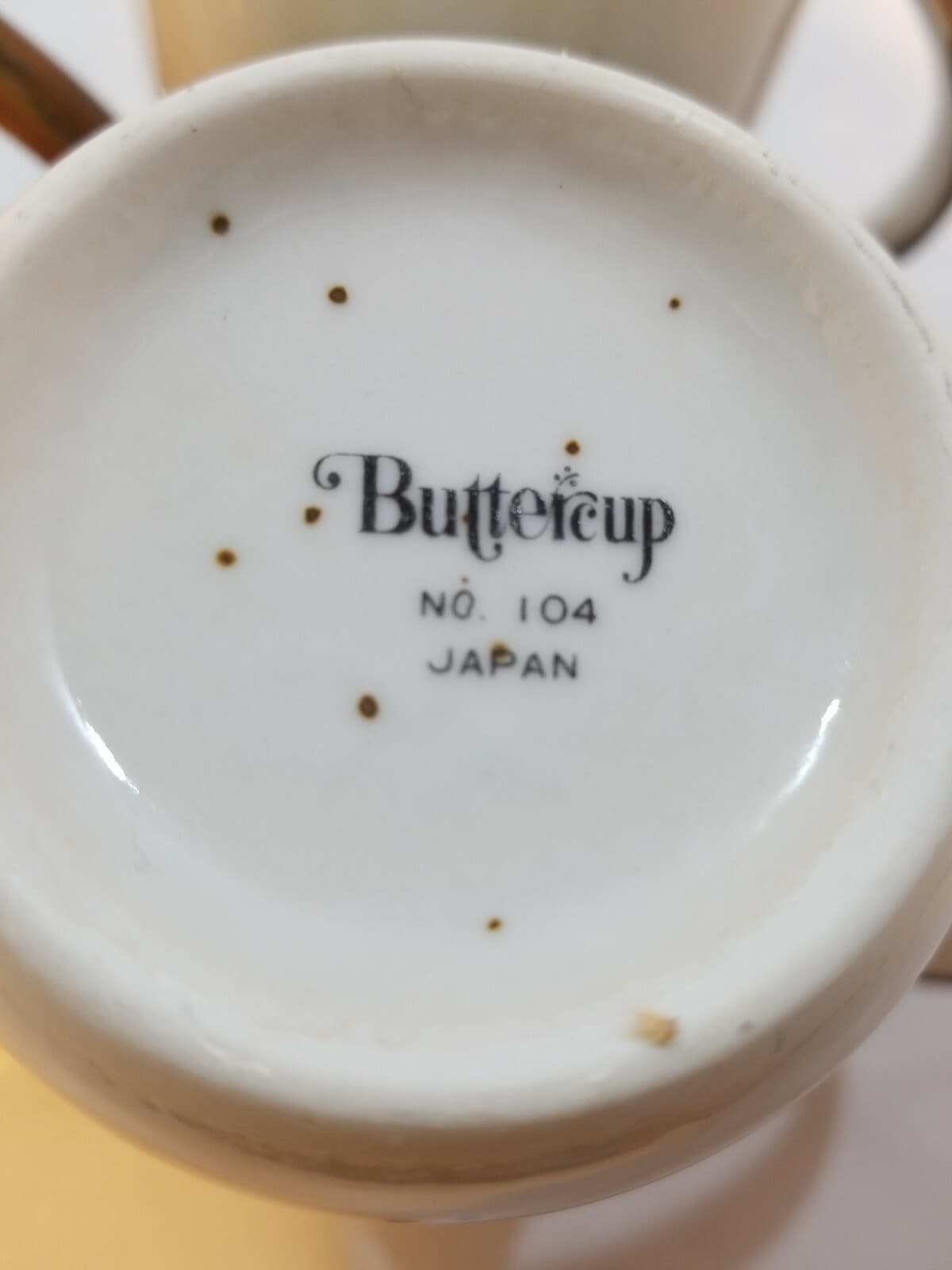 Buttercup Flower Japanese Stoneware Mugs Brown Speckled NO. 104 Japan Set of 4 - Thumbnail 7