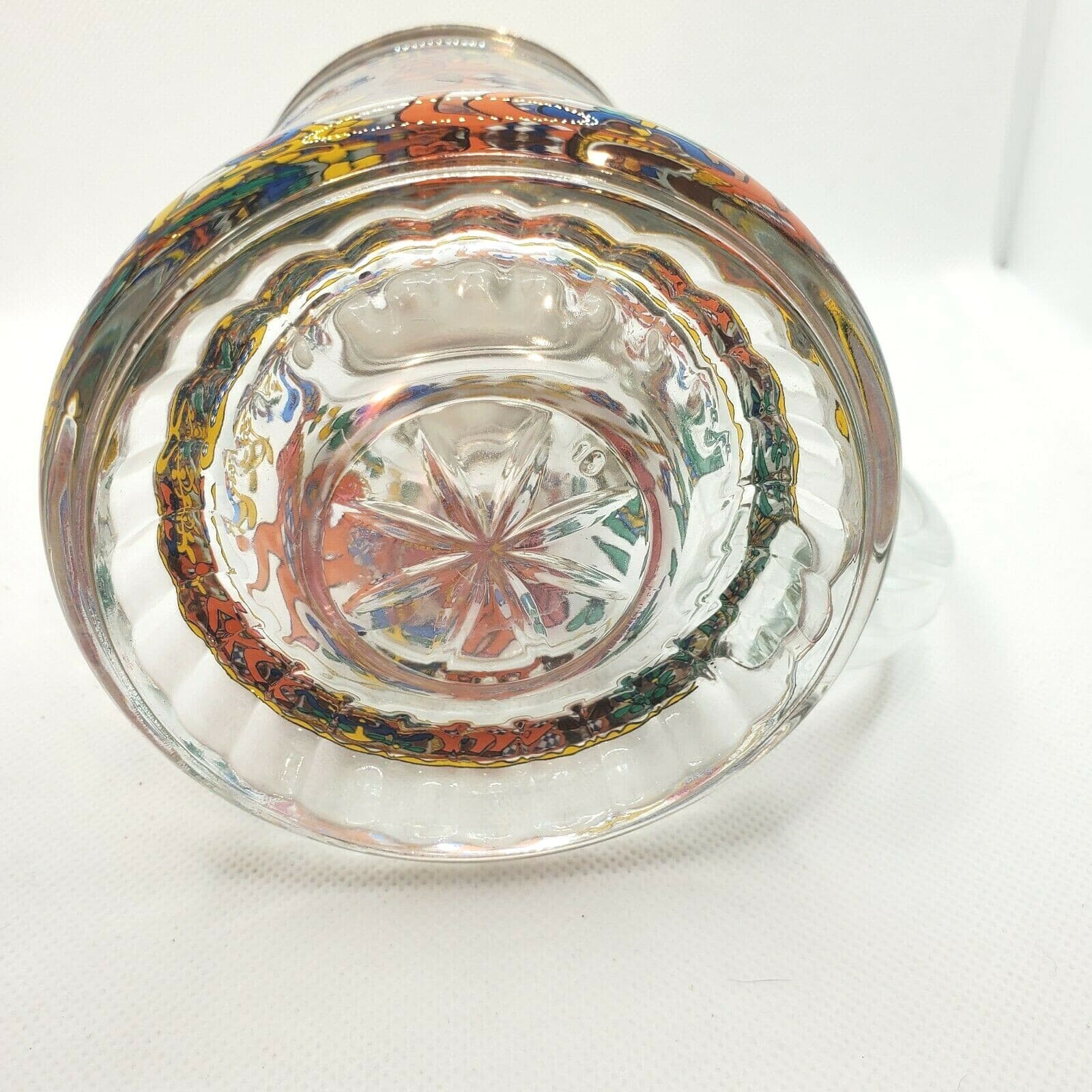 BMFN W-Germany Embossed Lidded Colorful Horses Floral Glass Beer Stein Mug - Thumbnail 9