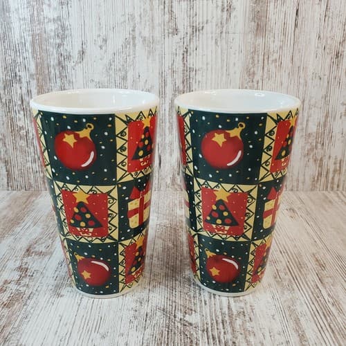 WCL Large Tall Coffee Tea Cocoa Mugs Cups Christmas Design Holiday Collectible 2 - Thumbnail 2