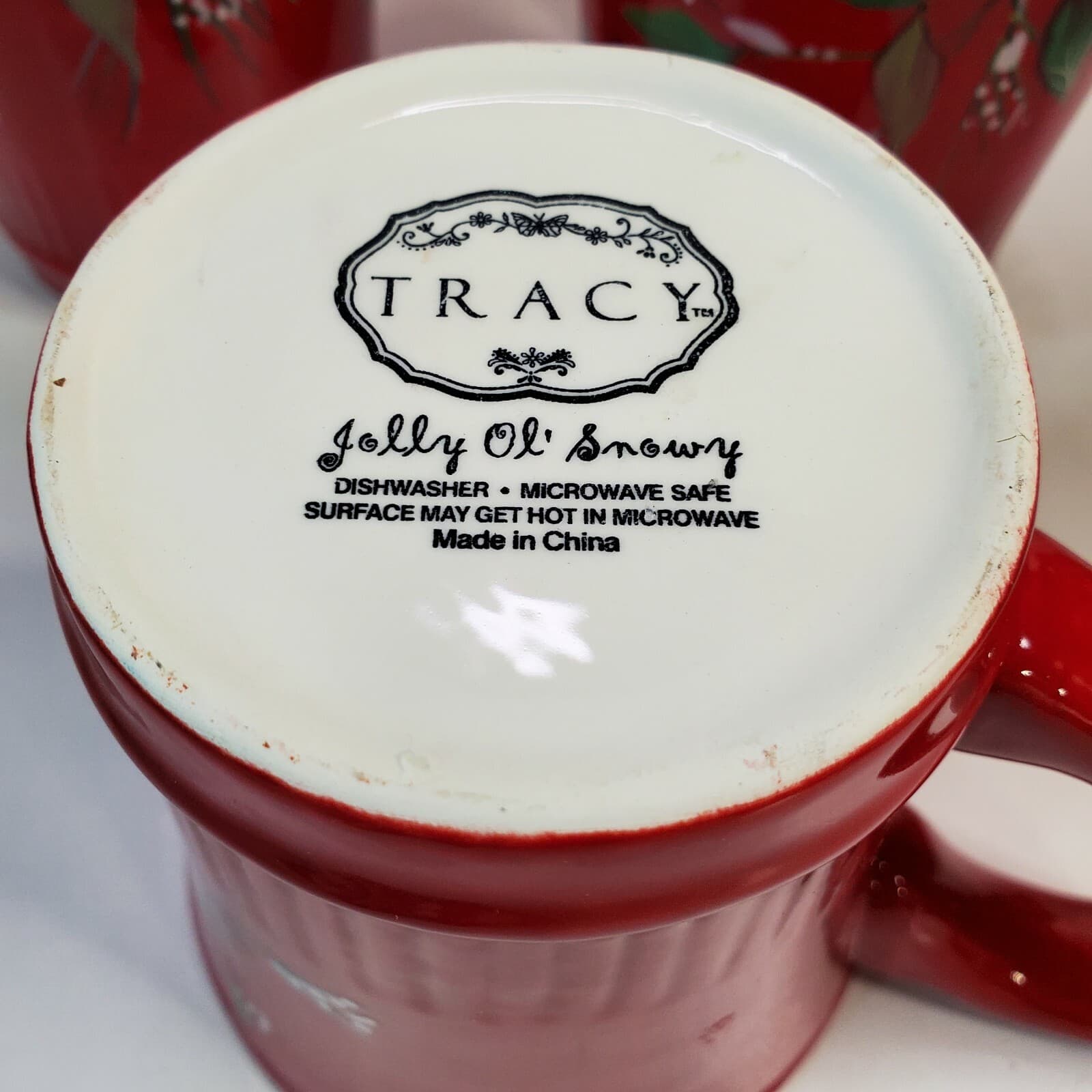 Tracy Porter Holiday Red Coffee Mug Jolly Ol' Snowy Mistletoe Set 3 Coffee Mugs - Thumbnail 6