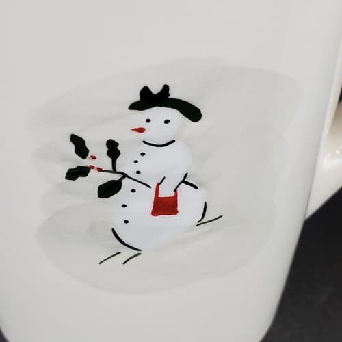 2 Williams Sonoma Simplistic Snowwomen 10 oz Mugs Coffee Tea Cocoa Holiday - Thumbnail 2