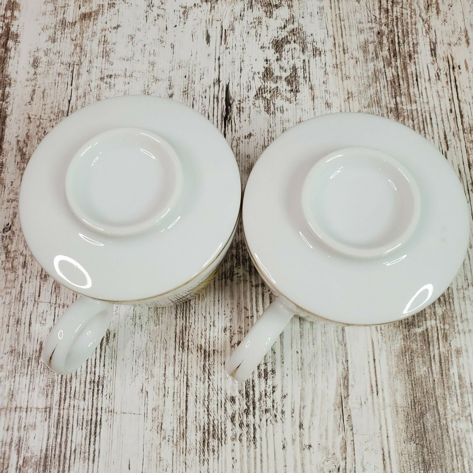 Vintage Mid Century Modern Graduated Ceramic Mugs Cups Apple Design Set of 2 - Thumbnail 8