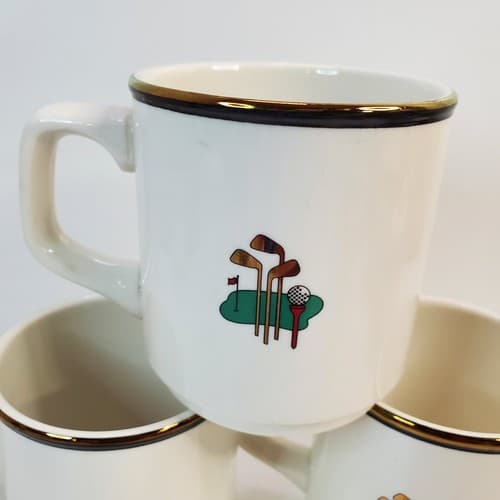 3 Homer Laughlin Seville U.S.A. Stackable Golf Country Club Coffee Tea Cups Mugs - Thumbnail 3