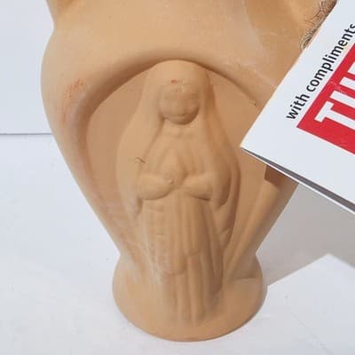 Tura Turizm Virgin Mary Terracotta Holy Water Pot w/ Cork Bottle Ephesians 5.5" - Thumbnail 2