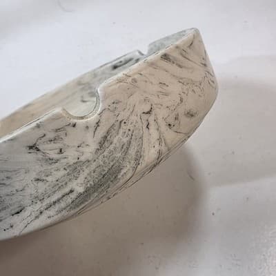 Vintage Las Vegas Black White Marbled Ceramic Ashtray - Thumbnail 3