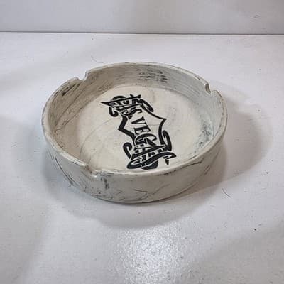 Vintage Las Vegas Black White Marbled Ceramic Ashtray - Thumbnail 2
