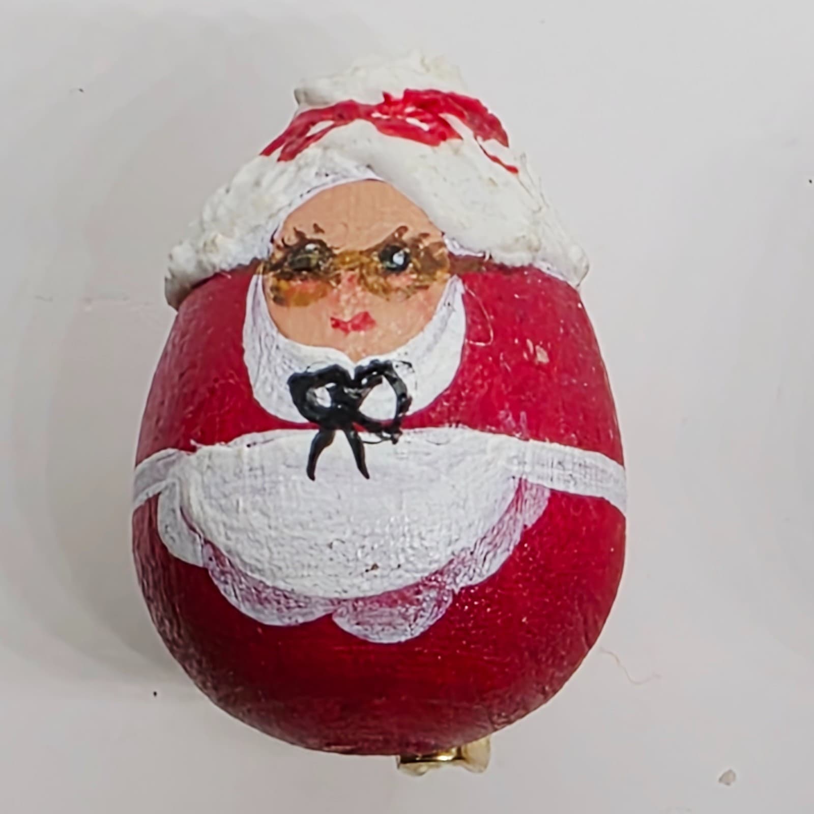 Vtg 1996 Roly Poly Santa Mrs Claus Christmas Hand Painted Folk Art Wood Pins - Thumbnail 3