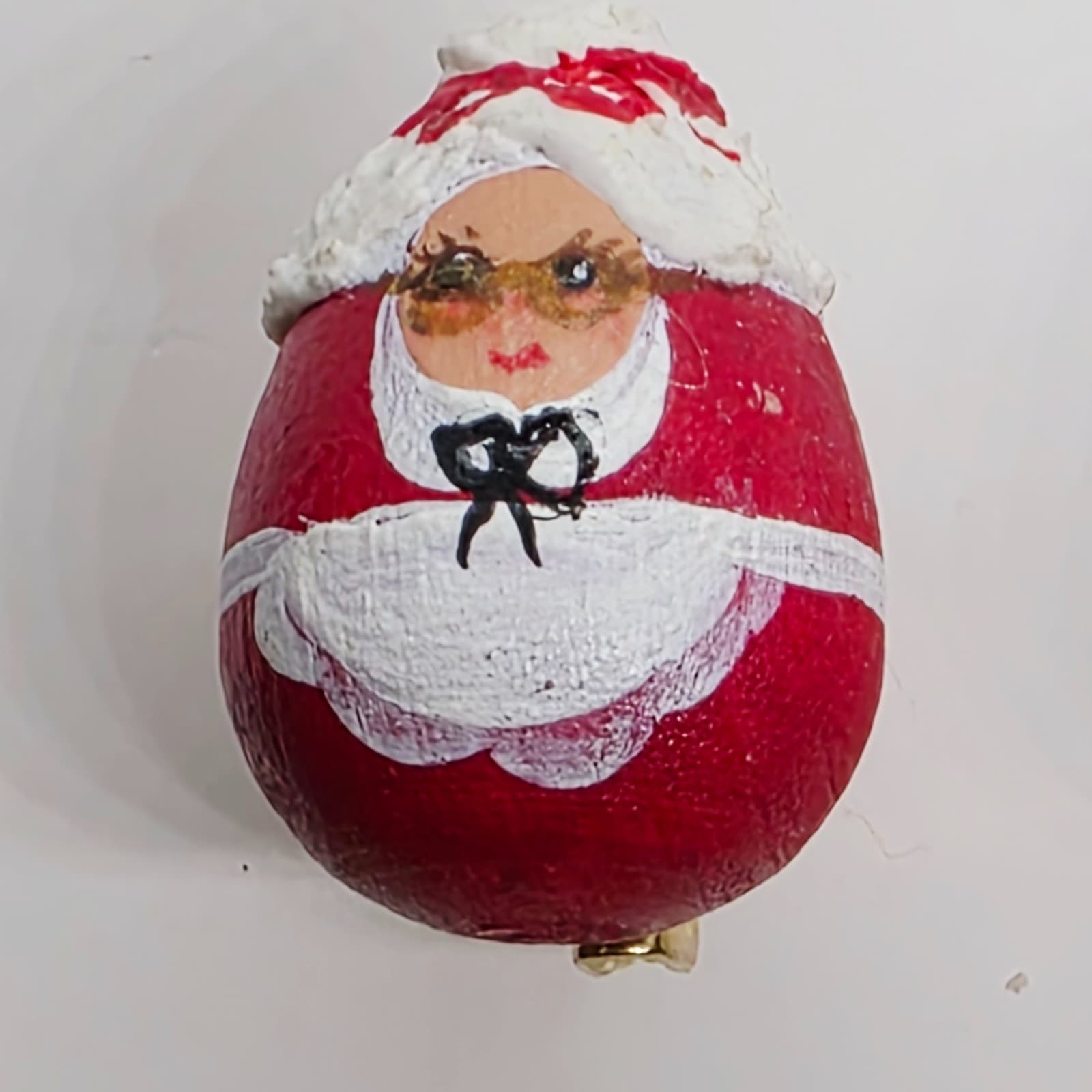 Vtg 1996 Roly Poly Santa Mrs Claus Christmas Hand Painted Folk Art Wood Pins - Thumbnail 4