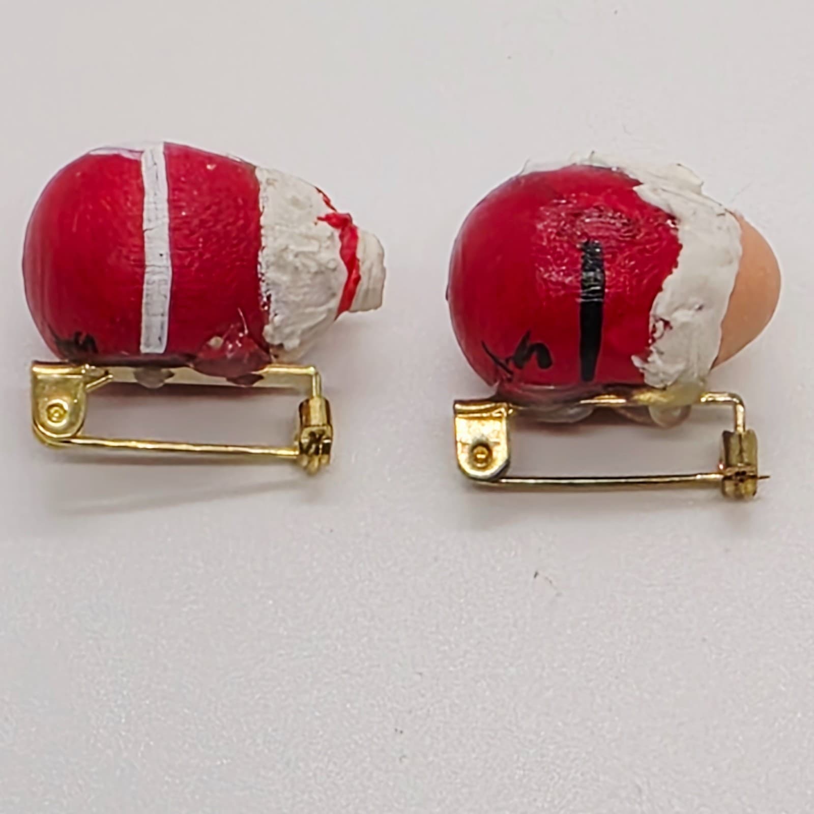 Vtg 1996 Roly Poly Santa Mrs Claus Christmas Hand Painted Folk Art Wood Pins - Thumbnail 7