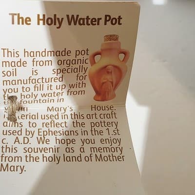 Tura Turizm Virgin Mary Terracotta Holy Water Pot w/ Cork Bottle Ephesians 5.5" - Thumbnail 3