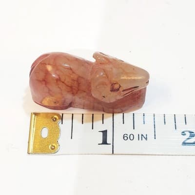 Vintage Miniature Hand Carved Pink Stone Mouse Animal Rodent Figurine 1.25 inch - Thumbnail 7