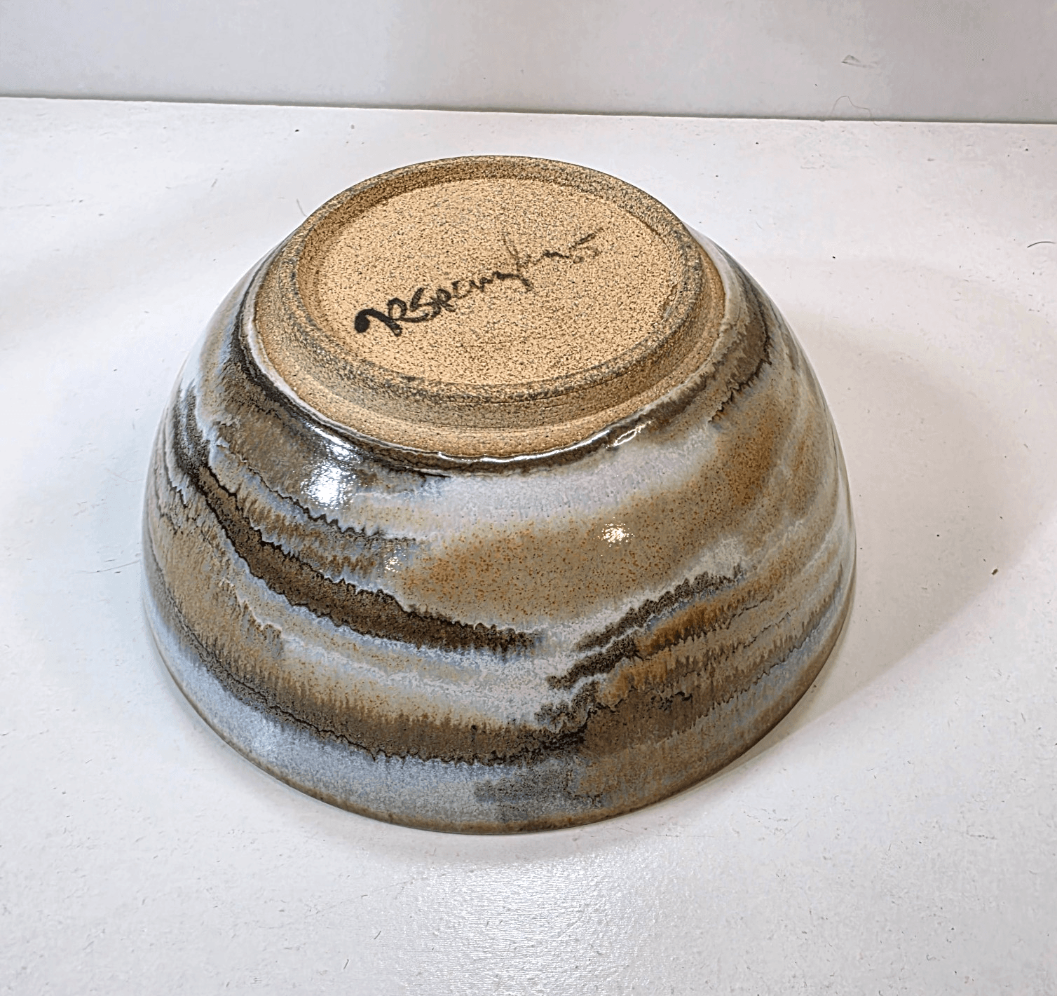 Vtg Ross Spangler Agate Glaze Swirl Ceramic Bowl California Studio Art Pottery - Thumbnail 3