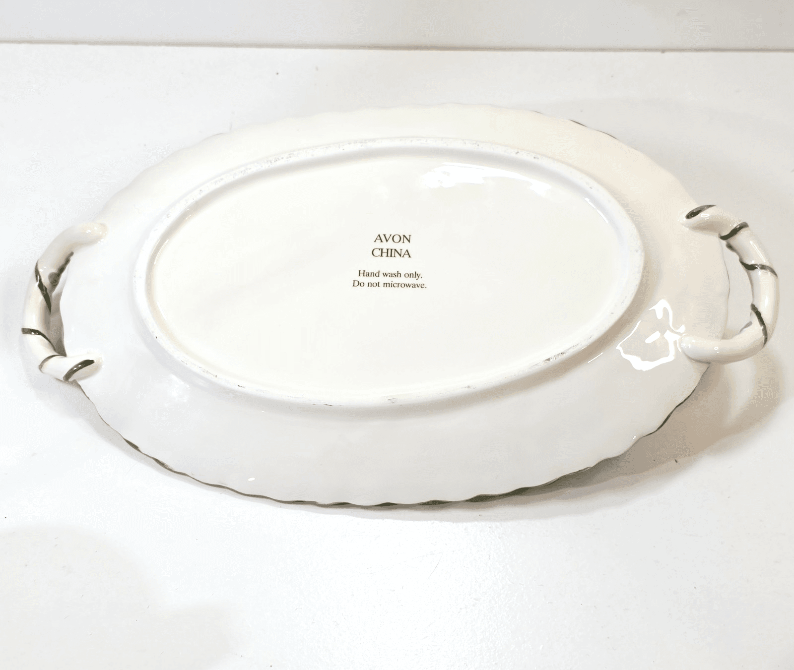 2001 Avon Spring Easter Oval Platter Tray 3D Flowers Chick Duck Handled 13.5" - Thumbnail 7